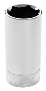 PERFORM TOOL W32334 SOCKET DP 1-1/16 1/2 Inch Drive; 1-1/16 Inch; Standard; Deep Socket; 6 Point; Polished Nickel Chrome Plated; Vanadium Alloy Steel; Single