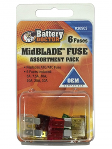 WIRTHCO 30913 MINBLADE  6PC FUSE KIT Blade Fuse; With One Each Of 5 Amp/ 7.5 Amp/ 10 Amp/ 20 Amp/ 25 Amp/ 30 Amp Fuses; Total Of 6 Pieces
