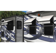 LIPPERT COMP V000335124 132' WA ROLLER SND FD WH Window Awning; Manual; 132 Inch Length x 18 Inch Extension; Sand Fade; Vinyl; White Vinyl Weatherguard; Manual Hardware Must Be Purchased Separately