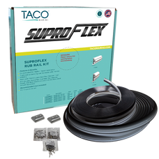 TACO METALS V11-9990BBK80-2 SUPRO-FLEX RUB RAIL KIT  BLACK W/FL 80 Feet Length; 29/32 Inch Thickness; Flexible; Black; Vinyl; Single; With Chrome Insert/ End Caps/ Screws/ Installation Guide