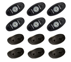RIGID IND 400263 ROCK LIGHT RED /6 Underbody Mount; LED; Red Light; Clear Lens; 24 Watts; With 6 Light Pods/ Wiring Harness/ Switch/ Mounting Hardware