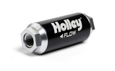 HOLLEY 162-570 FILTER 260 G 10 M -12AN In-Line; -12 AN Inlet/ Outlet; 2 Inch Diameter x 5-1/2 Inch Length; 10 Micron Depth Media Element; Black Anodized; Billet Aluminum; Up To 260 GPH