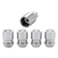 MCGARD 24193 4 PACK 1/2 CONE SEAT LOCK Lug Nut Lock; 1/2 Inch-20 Thread Size; Conical Seat; Acorn Lug Use With Steel/ Aluminum Wheels; 1.28 Inch Overall Length; 3/4 Inch Wrench Size; Chrome Plated; Steel; Set Of 4 With Key