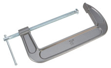 PERFORM TOOL W215C C-CLAMP 8 Inch Jaw Width; Quick Release; Tough Enamel Finish; Malleable Iron; With Swivel Pad