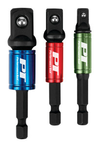 PERFORM TOOL W9035 3PC 2-1/2' SOCKET ADAPTER SET 1/4 Inch/ 3/8 Inch/ 1/2 Inch Drive; 2-1/2 Inch Length; Black Phosphate; Cr-V Construction; Set Of 3