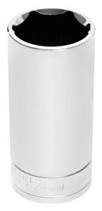 PERFORM TOOL W32427 SOCKET DP 27MM 1/2 Inch Drive; 27 Millimeter; Metric; Deep Socket; 6 Point; Polished Nickel Chrome Plated; Vanadium Alloy Steel; Single