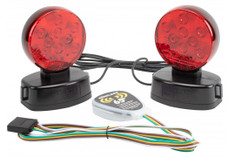 HOPKINS C6304 WIRELESS TOW LIGHT 2PK Magnetic Mount; 65 Foot Length Cable; 2 Stop/ Tail/ Turn LED Lights and Transmitter With Standard 4 Flat Wire Vehicle Trailer Light Connector; Red Lens