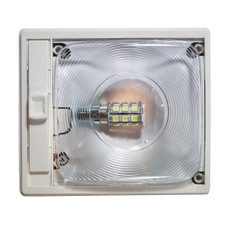 ARCON 20715 SGL LED EC-LITE SWHT OPT LENS LED Ceiling Single Light; 12 Volt; Clear Lens; 6-1/4 Inch Length x 5-1/2 Inch Width x 1-5/8 Inch Height; Soft White Bulb; Single; With White Plastic Frame/ Color Coded Wire And 3 Position Slide Switch