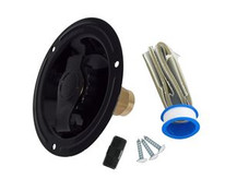 VALTERRA LLC A01-0178LFVP WATER INLET REC FPT BK CD Used For RV Fresh Water System; Female Pipe Thread; Black; Metal; With Installation Tape/ Hardware