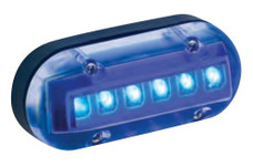 ATTWOOD MARI 6528B-7 LIGHT LED UNDERWATER BLUE Blue LED; 3-1/2 Inch Length x 3/4 Inch Depth x 1-1/2 Inch Height; 12 Volt DC; Blue Lens; Black Housing; Surface Mount; Single