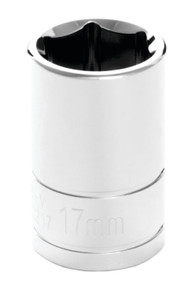 PERFORM TOOL W32217 SOCKET 17MM 1/2 Inch Drive; 17 Millimeter; Metric; 6 Point; Polished Nickel Chrome Plated; Vanadium Alloy Steel; Single