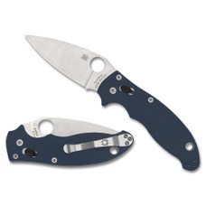 Spyderco Manix 2, Folding Knife, 3.37" Drop Point Blade, CPM SPY27 Blade, 8" Overall Length, Ball Bearing Lock, Satin Finish, Silver Blade, Blue G-10 Handle C101GPCBL2