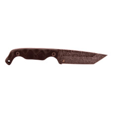 Stroup Knives BRAVO 5, Fixed Blade Knife, 3.5" Tanto Blade, 1095 High Carbon Steel, 7.75" Overall Length, Acid Etched Finish, Black, G10 Handle, Includes Sheath B5T-B-G10