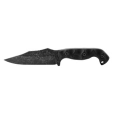 Stroup Knives TU1, Fixed Blade Knife, 4.5" Clip Point Blade, 1095 High Carbon Steel, 9.25" Overall Length, Acid Etched Finish, Black, G10 Handle, Includes Sheath TU1-B-G10