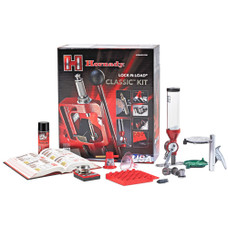 Hornady Lock-N-Load Classic Kit containing Lock-N-Load Classic Single-Stage Press, Lock-N-Load Powder Measure, Electronic Scale, Powder Trickler, Funnel, 10th Edition Hornady Handbook of Cartridge Reloading, Three Lock-N-Load Die Bushings, Primer Ca