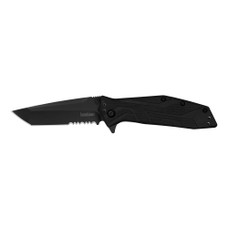 Kershaw Brawler, Folding Knife, Assisted Opening, 3" Tanto Blade, Combination Edge, 8Cr13MoV Blade Steel, 7.1" Overall Length, Liner Lock, Black Oxide Finish, Black Glass Filled Nylon Handle 1990ST Kershaw Brawler, Folding Knife, Assisted Opening, 3" Tanto Blade, Combination Edge, 8Cr13MoV Blade Steel, 7.1" Overall Length, Liner Lock, Black Oxide Finish, Black Glass Filled Nylon Handle 1990ST
