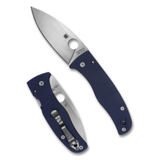 Spyderco Bodacious, Folding Knife, 3.63" Leaf-Shaped Blade, 8.27" Overall Length, CPM SPY27 Blade Steel, Plain Edge, Satin Finish, Silver, Blue G-10 Handle, Compression Lock C263GPCBL
