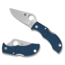 Spyderco Manbug, Folding Knife, 1.96" Clip Point Blade, 4.46" Overall Length, CPM SPY27 Blade Steel, Plain Edge, Satin Finish, Silver, Cobalt Blue FRN Handle, Back Lock MPCBL