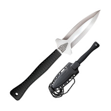 Cold Steel Hide Out, Fixed Blade Knife, 6.5" Blade, AUS 8A/Stainless Steel, Griv-Ex Handle, Double-Edged Blade, Secure-Ex Neck Sheath With Bead Chain Lanyard CS-49NDE