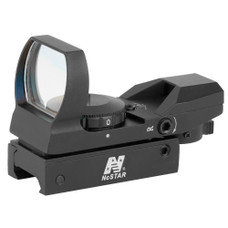 NcSTAR 4 Reticle Reflex, 4 Reticles,(Bullseye, Star Burst, Dot, and Cross), Black, Weighs 4.3oz, 3 MOA Dot, 7 Brightness Settings, Clamp on Weaver/Picatinny Rail Mount D4B