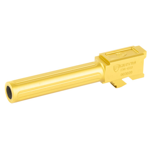 Fortis Manufacturing, Inc. Match Grade Barrel, For Glock, 9MM, 4", Fits Glock 19 Gen 1-5 and 19X, Gold TiN Finish FM-G19-TIN