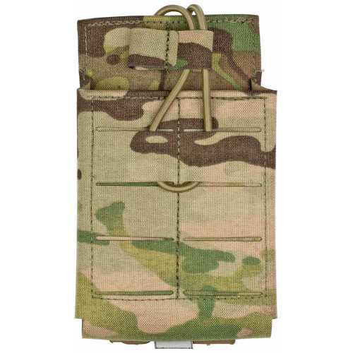 Grey Ghost Gear Single 7.62 Mag Pouch, Fits 7.62NATO/308WIN AR Magazines, Laminate Nylon, Includes a Bungee Retention Strap to Allow for Silent Removal of your Magazine, Attaches to any MOLLE/PALS Style Webbing, Multicam 1053-5