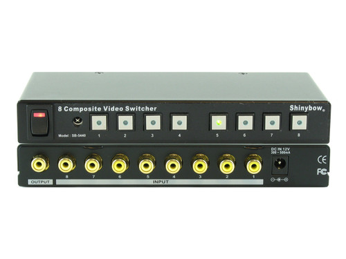 8x1 (8:1) 8-Port Composite RCA Video Switcher Selector with Remote SB-5440RCA