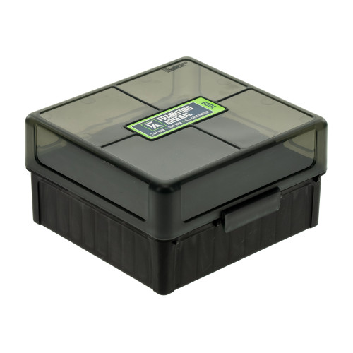 Frankford Arsenal Hinge-Top Ammo Box, 1009, 100 Rounds, Fits 22-250 Remington, 243 Winchester, 308 Winchester and 7mm-08, Smoke Gray, Plastic 1083801