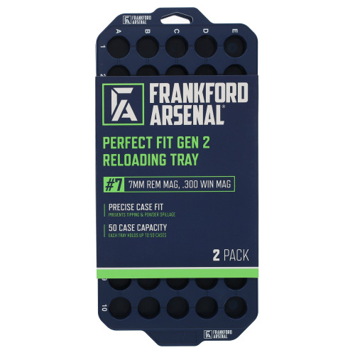 Frankford Arsenal Perfect Fit Tray, Style 7, Reloading Tray, Fits 7mm Rem Mag/300 Win Mag, Blue, 2 Trays are Inlcuded 1183643