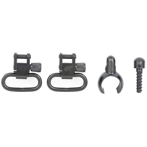 GrovTec GTSW43, Two Piece Barrel Band, Black Oxide Finish, Black, Includes (2) GT Locking Swivels, (1) Wood Screw Stud, (1) .630 - .675 Clip On Barrel Stud, (2) Washers GTSW43