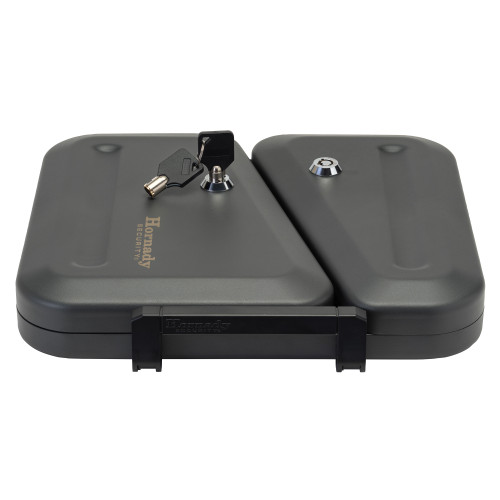 Hornady Dual-Lid Lock Box, Foam Interior, 2 Keyed Alike Locks, 11"x10"x2" Exterior Dimensions, Includes Steel Security Cable 95229