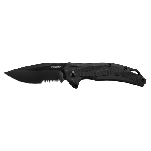 Kershaw Lateral, Folding Knife, Flipper Assisted Opening, Combo Edge, 8Cr13Mov Steel, Black Oxide Finish, Glass Filled Nylon Handle, 3.1" Blade, 7.4" Overall Length, Includes Deep Carry Pocket Clip 1645BLKST