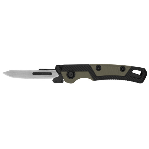 Kershaw Lonerock RBK2, Folding Knife, 2.8" Blade, Drop Point, #60A Stainless Steel, Satin Finish, Black and Tan Grip, Includes 15 Replacement Blades, Extra Handle, Sheath 1891