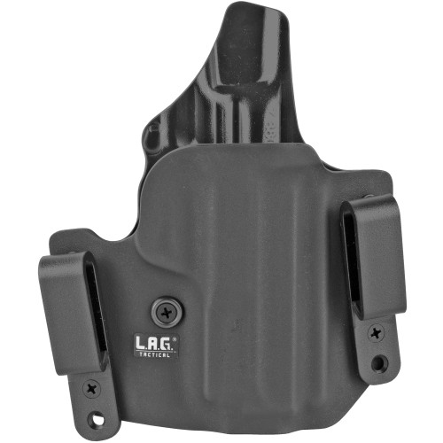 L.A.G. Tactical, Inc. Defender Series, OWB/IWB Holster, Fits S&W M&P Shield 380 EZ, Kydex, Right Hand, Black Finish 4062