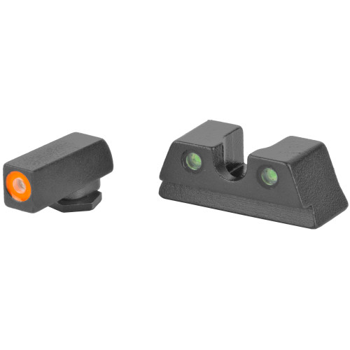 Meprolight Hyper-Bright, Tritium Sight Set, Orange Front/Green Rear, For Glock 42, 43, 43X and 48 0402203131