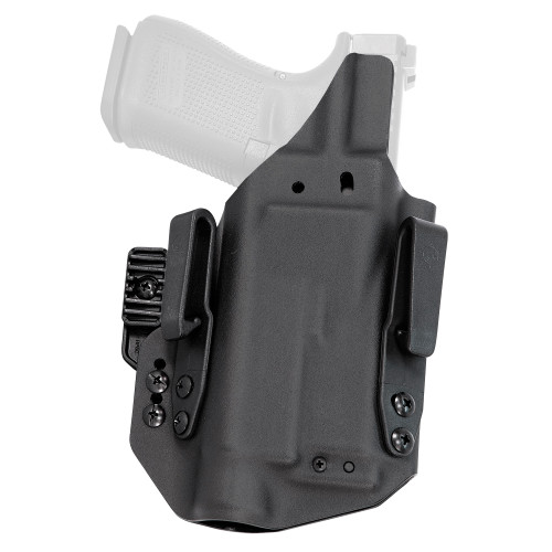 Mission First Tactical Pro Holster, Inside Waistband Holster, Ambidexrous, For Glock 19 with Streamlight TLR 1, Kydex, Includes 1.5" Belt Attachment, Black H5-GL-1 -WL-1