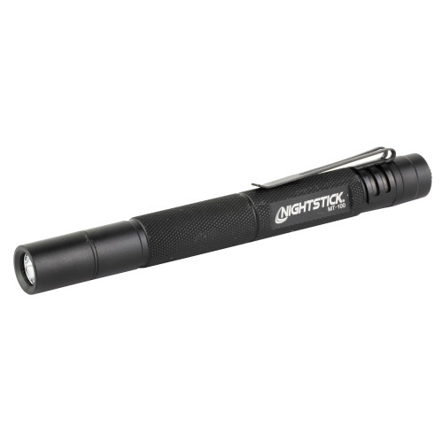 Nightstick MT-100, Mini-Tac Flashlight, 130 Lumens,484 Candela, Black, 1.5 Hours of Runtime, IP-X4 Water-Resistant MT-100