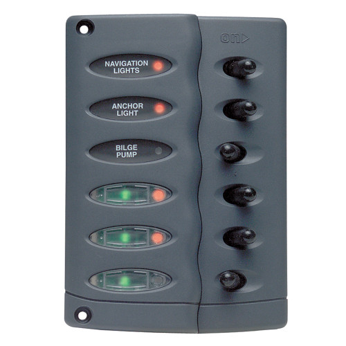 Marinco Contour Switch Panel - Waterproof 6 Way w\/PTC Fusing