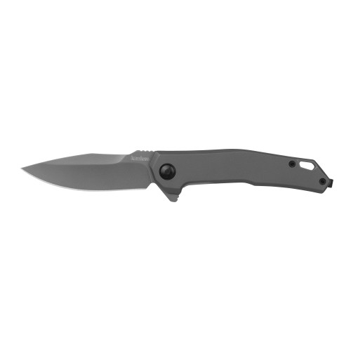 Kershaw Helitack, Folding Knife, Flipper Assisted Opening, Plain Edge, 8Cr13MoV Steel, Gray PVD Coating, Stainless Steel Handle, 3.26" Blade, 7.75" Overall Length, Includes Deep Carry Pocket Clip, Frame Lock 5570