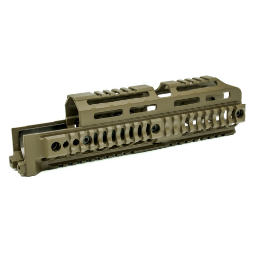 Midwest Industries Alpha Quad Rail, Picatinny Handguard, Fits AK Style Firearms, 10", Anodized Finish, Flat Dark Earth MI-AK-ALPHA-QR-10-FDE