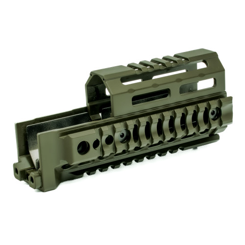 Midwest Industries Alpha Quad Rail, Picatinny Handguard, Fits AK Style Firearms, 6", Anodized Finish, Olive Drab Green MI-AK-ALPHA-QR-6-ODG