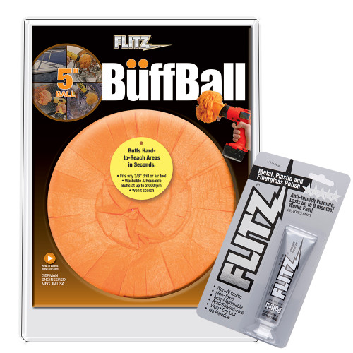 Flitz Buff Ball - Large 5" - Orange w\/1.76oz Tube Flitz Polish