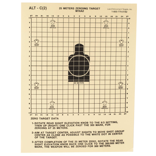 Action Target 25 Meter M16A2 Zeroing Target, Heavy Tagboard Paper, 100 Per Box ALTC(2)-100