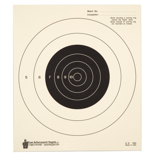 Action Target 25 Yard Slow Fire Bulls-Eye Target, Heavy Tagboard Paper, 10.5"x 12", 100 Pack B-16-100