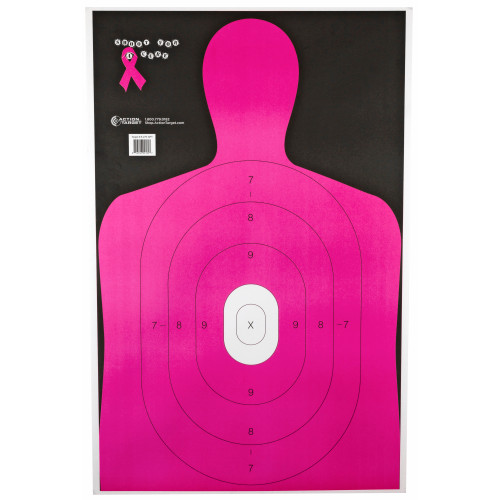 Action Target B-27E Shoot For The Cure Breast Cancer Target, Pink Silhouette Cut Off Below Ring 7, 23"x35", 100 Per Box B-27E-NPT-100