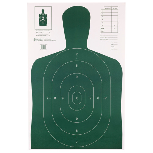 Action Target Action Target, B-27E Economy Target, Green Silhouette Cut Off Below Ring 7, 23"x35", 100 Per Box B-27EGREEN-100