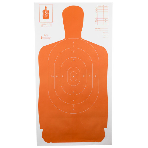 Action Target B-27S Standard Target, Full Size Orange Silhouette, 24"x45", 100 Per Box B-27SORANGE-100