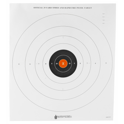 Action Target B-8, 25-Yard Timed And Rapid Fire Target, Black With Orange Center X-Ring, 21"x24", 100 Per Box B-8(P)OC-100