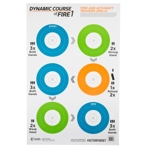 Action Target GS-DCFIRE1, Game Series, Dynamic Course Of Fire 1 Target, Blue/Green/Orange, 23"x35", 100 Per Box GS-DCFIRE1-100