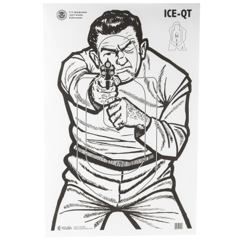 Action Target ICE-QT, Immigration And Customs Enforcement Target, 2009 Version, Ivory/Black, 23"x35", 100 Per Box ICE-QT(2009)-100